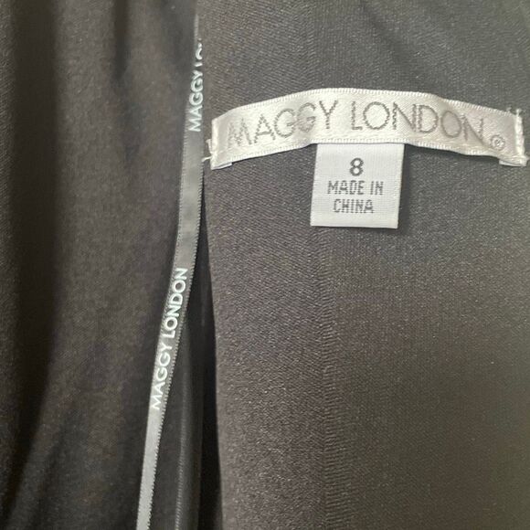 Nordstrom Maggy London classy sheer illusion bodycon black midi dress size 8 - Picture 8 of 16